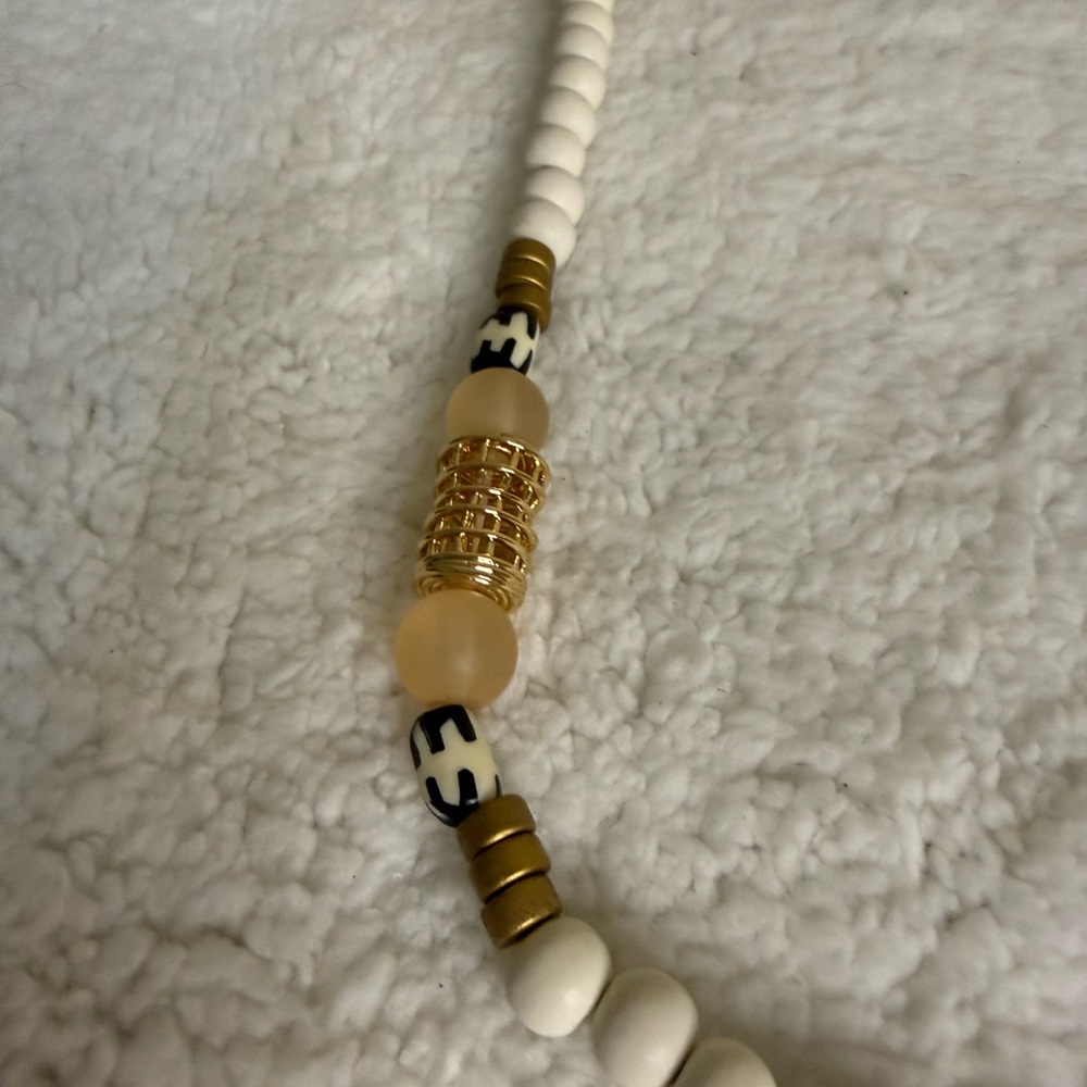 Gold and Cream Crescent Necklace - Picture 7 of 10